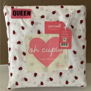 Cupid Ladybug Heart Queen Sheet Set